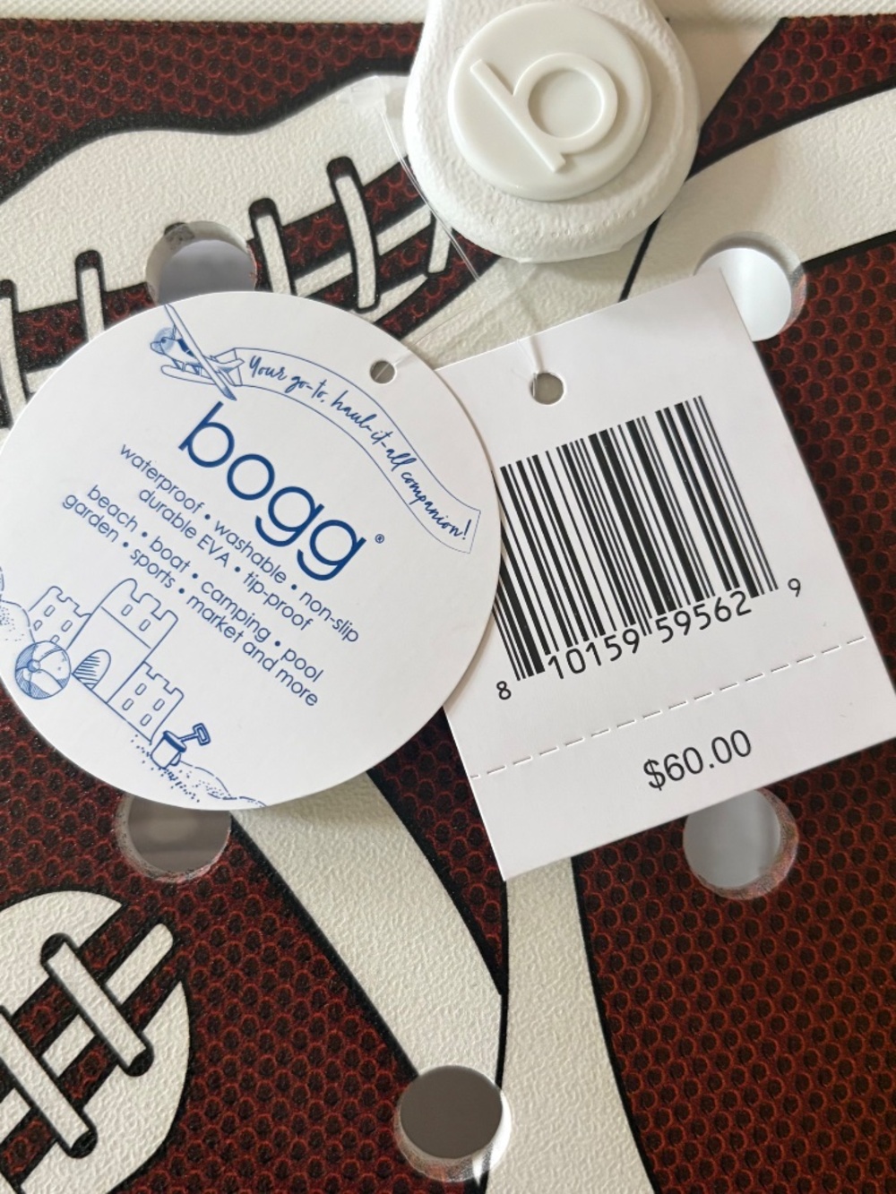 Bogg bag Bitty Bogg Football themed plastic sports tote Fair catch print NWT - Picture 3 of 9